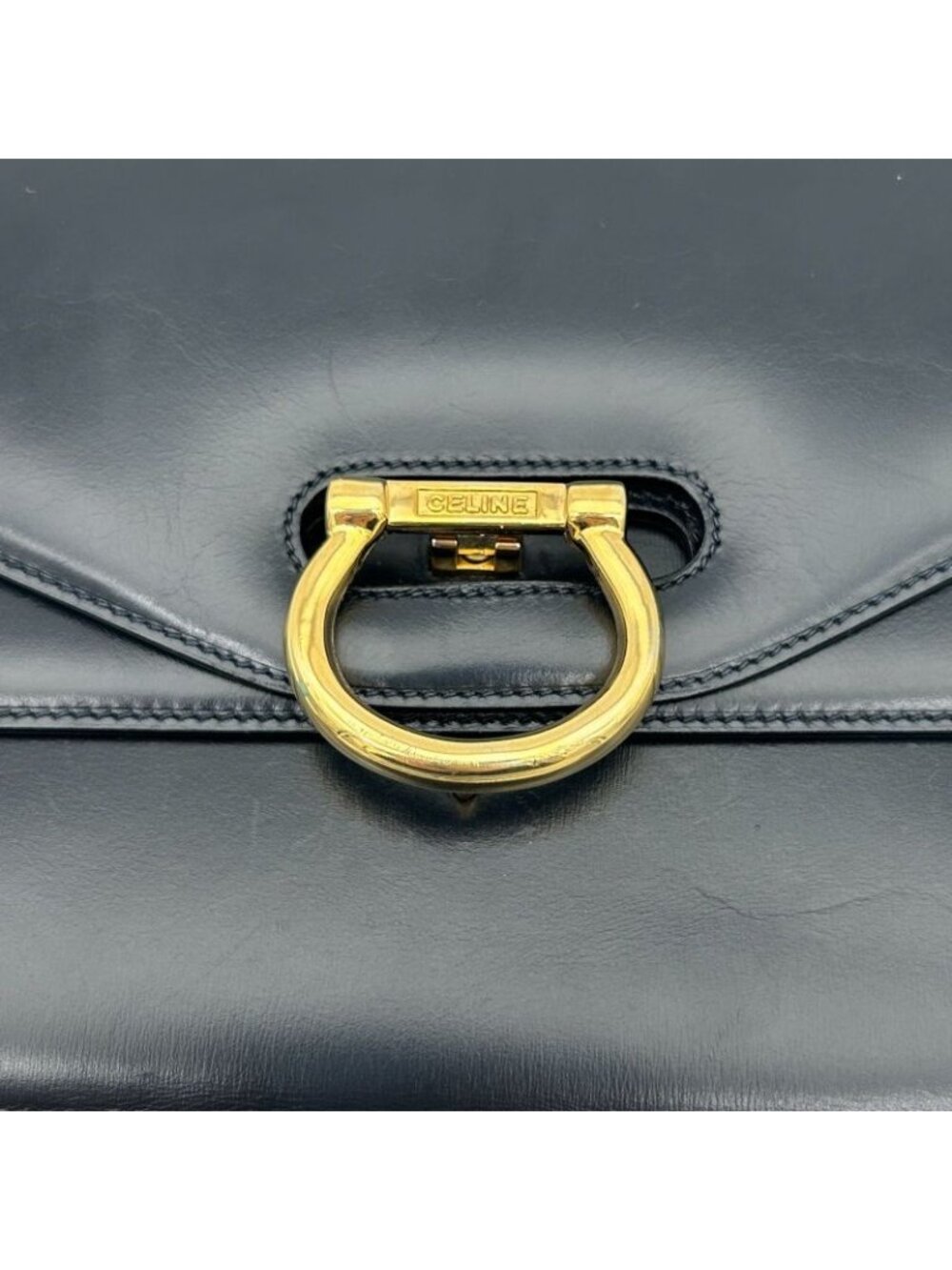 Celine Vintage Double Flap Handbag Small Leather Black - Picture 13 of 13